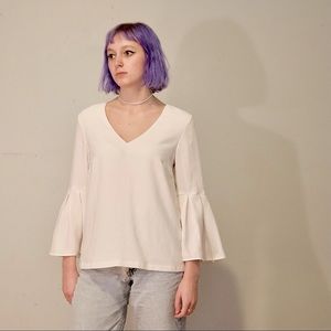 Cream Blouse with 3/4 Bell Sleeves